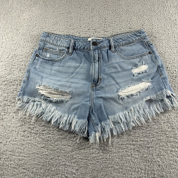Hidden Micro Booty Shorts Womens Large  Stretch Indie Sleaze Raw Hem Distress - Picture 1 of 11